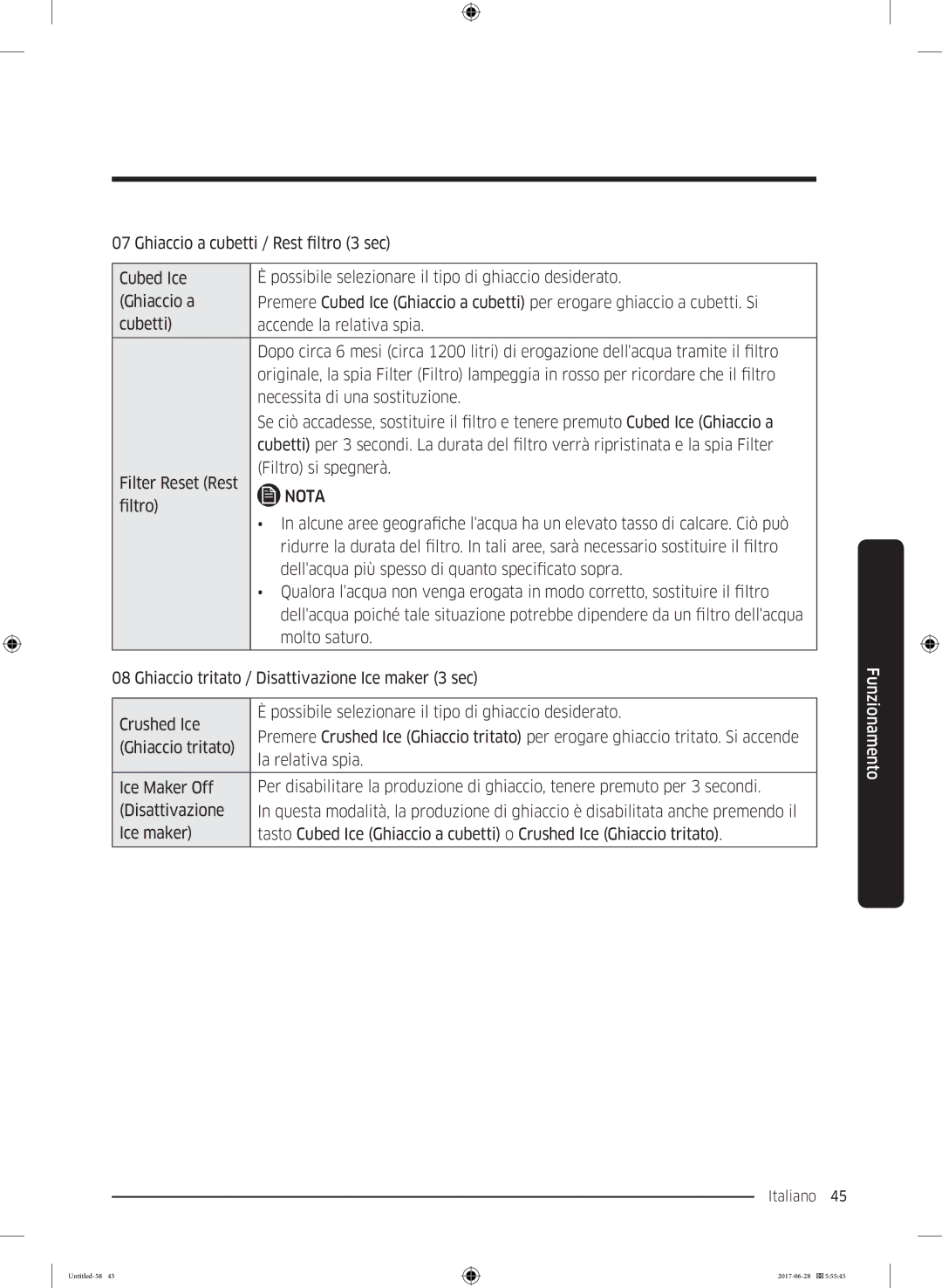 Samsung RF56K9041SR/ES manual Italiano 45  